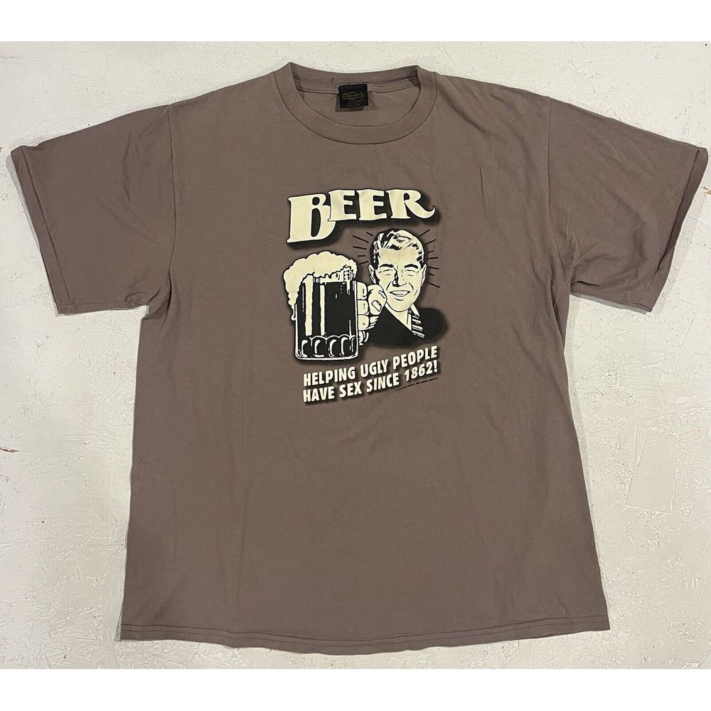 Vintage 1998‎ Beer Saying Helping Ugly People Have Sex Since 1862 Shirt Mens XL